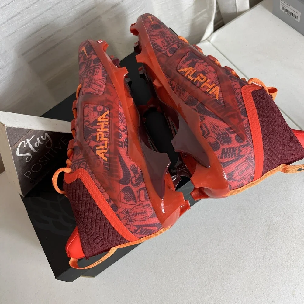 Nike Football Cleats Men Size 9 Alpha Menace 4 Elite‎ NRG Red Orange FQ4046-600